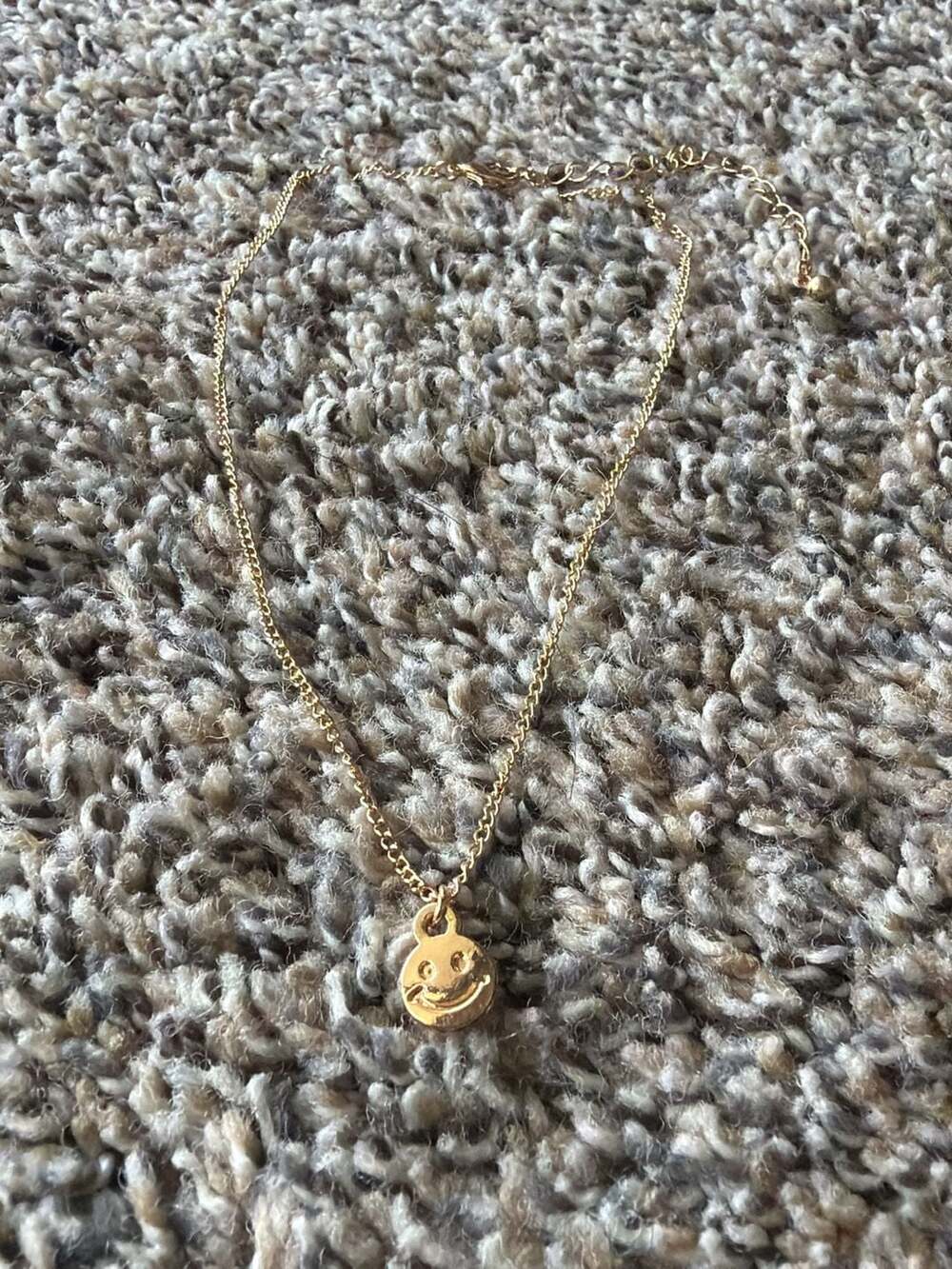Gold-Tone Smiley Face Charm Pendant Necklace
